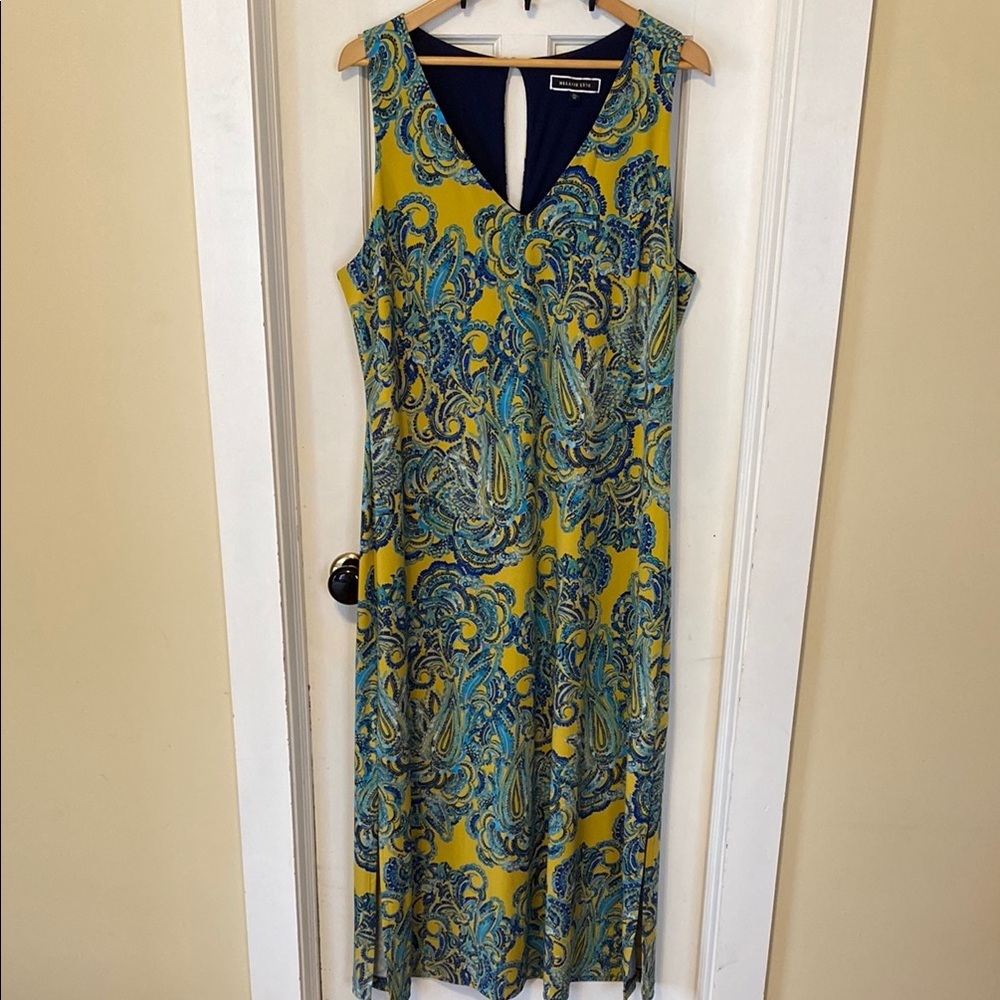 Sleeveless Yellow Paisley Maxi Dress